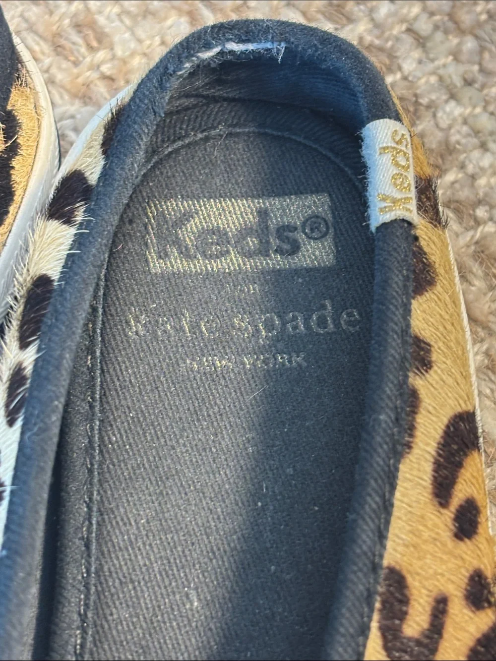 Keds + Kate Spade Leopard-Print Slip-On Sneakers - Tan and Black Size 7